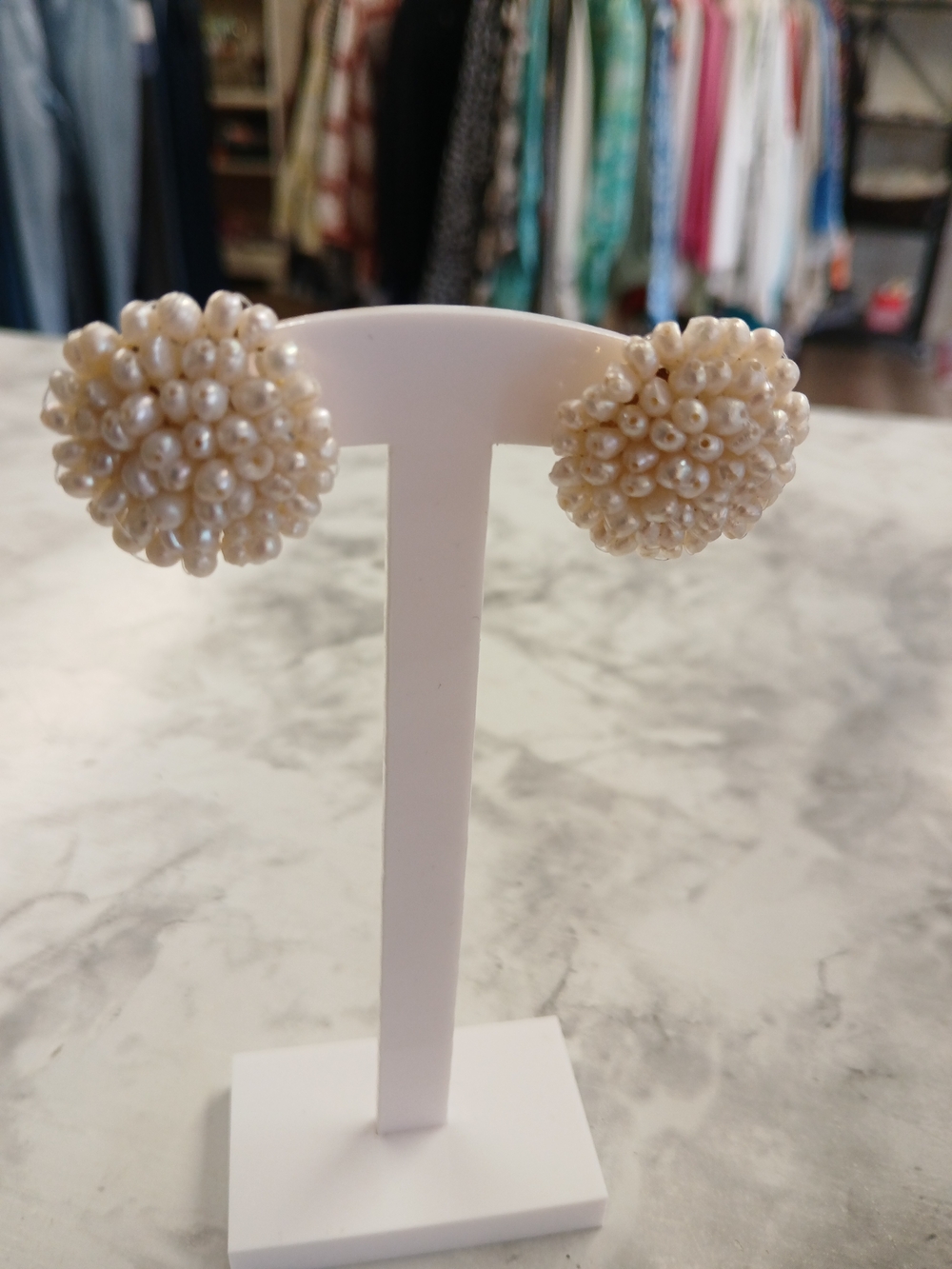 Vintage Classic Mother Of Pearl Cluster Stud Earrings